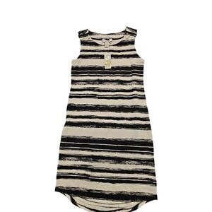 Weekend Andrea Jovine Womens Striped Sleeveless Shift‎ Dress Black White Medium